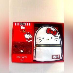 Amazing hello kitty backpack giftset with wallet and keychain brand new! In box